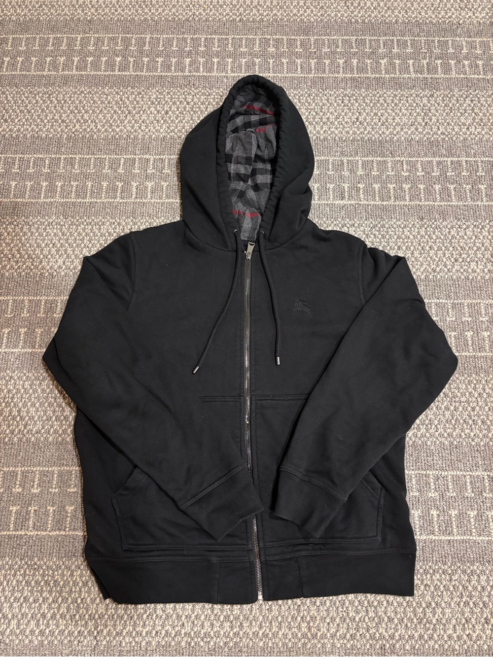 Burberry Black Zip-Up Hoodie, worn a few times, like new. Size L